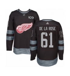 Men's Detroit Red Wings #61 Jacob de la Rose Authentic Black 1917-2017 100th Anniversary Hockey Jersey