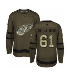 Men's Detroit Red Wings #61 Jacob de la Rose Authentic Green Salute to Service Hockey Jersey