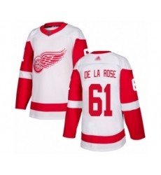 Men's Detroit Red Wings #61 Jacob de la Rose Authentic White Away Hockey Jersey