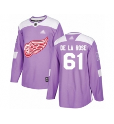 Youth Detroit Red Wings #61 Jacob de la Rose Authentic Purple Fights Cancer Practice Hockey Jersey