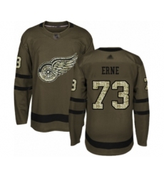 Men's Detroit Red Wings #73 Adam Erne Authentic Green Salute to Service Hockey Jersey