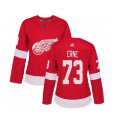 Women's Detroit Red Wings #73 Adam Erne Authentic Red Home Hockey Jersey