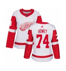 Women's Detroit Red Wings #74 Madison Bowey Authentic White Away Hockey Jersey