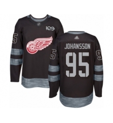 Men's Detroit Red Wings #95 Albert Johansson Authentic Black 1917-2017 100th Anniversary Hockey Jersey