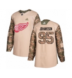 Men's Detroit Red Wings #95 Albert Johansson Authentic Camo Veterans Day Practice Hockey Jersey