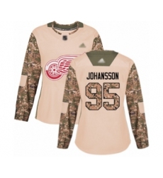 Women's Detroit Red Wings #95 Albert Johansson Authentic Camo Veterans Day Practice Hockey Jersey