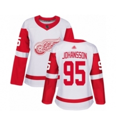 Women's Detroit Red Wings #95 Albert Johansson Authentic White Away Hockey Jersey