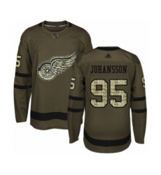 Youth Detroit Red Wings #95 Albert Johansson Authentic Green Salute to Service Hockey Jersey