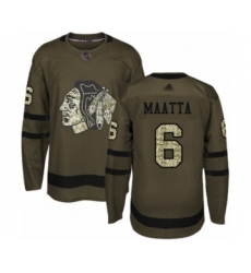 Men's Chicago Blackhawks #6 Olli Maatta Authentic Green Salute to Service Hockey Jersey