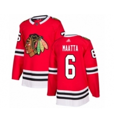 Men's Chicago Blackhawks #6 Olli Maatta Authentic Red Home Hockey Jersey