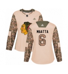 Women's Chicago Blackhawks #6 Olli Maatta Authentic Camo Veterans Day Practice Hockey Jersey