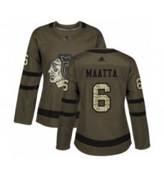 Women's Chicago Blackhawks #6 Olli Maatta Authentic Green Salute to Service Hockey Jersey