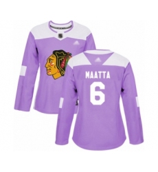 Women's Chicago Blackhawks #6 Olli Maatta Authentic Purple Fights Cancer Practice Hockey Jersey