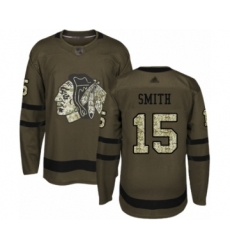 Men's Chicago Blackhawks #15 Zack Smith Authentic Green Salute to Service Hockey Jersey