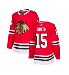 Men's Chicago Blackhawks #15 Zack Smith Authentic Red Home Hockey Jersey