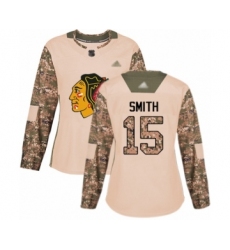 Women's Chicago Blackhawks #15 Zack Smith Authentic Camo Veterans Day Practice Hockey Jersey