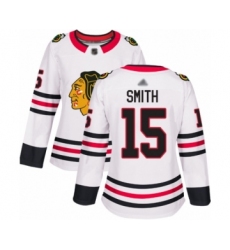 Women's Chicago Blackhawks #15 Zack Smith Authentic White Away Hockey Jersey