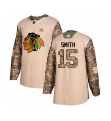 Youth Chicago Blackhawks #15 Zack Smith Authentic Camo Veterans Day Practice Hockey Jersey