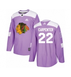 Men's Chicago Blackhawks #22 Ryan Carpenter Authentic Purple Fights Cancer Practice Hockey Jersey