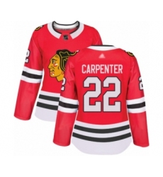 Women's Chicago Blackhawks #22 Ryan Carpenter Authentic Red Home Hockey Jersey