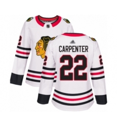 Women's Chicago Blackhawks #22 Ryan Carpenter Authentic White Away Hockey Jersey