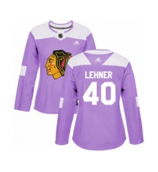 Women's Chicago Blackhawks #40 Robin Lehner Authentic Purple Fights Cancer Practice Hockey Jersey