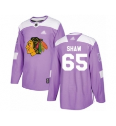 Men's Chicago Blackhawks #65 Andrew Shaw Authentic Purple Fights Cancer Practice Hockey Jersey