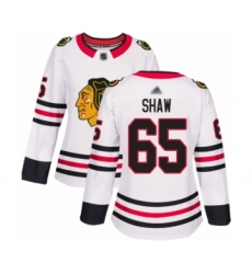 Women's Chicago Blackhawks #65 Andrew Shaw Authentic White Away Hockey Jersey