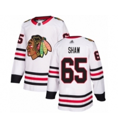 Youth Chicago Blackhawks #65 Andrew Shaw Authentic White Away Hockey Jersey