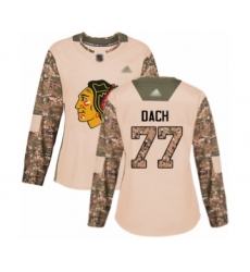 Women's Chicago Blackhawks #77 Kirby Dach Authentic Camo Veterans Day Practice Hockey Jersey