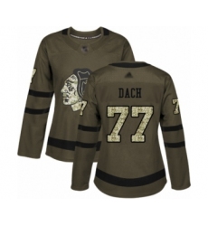 Women's Chicago Blackhawks #77 Kirby Dach Authentic Green Salute to Service Hockey Jersey