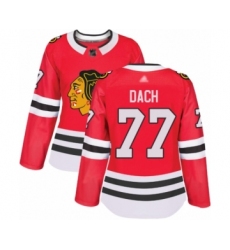 Women's Chicago Blackhawks #77 Kirby Dach Authentic Red Home Hockey Jersey