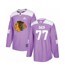 Youth Chicago Blackhawks #77 Kirby Dach Authentic Purple Fights Cancer Practice Hockey Jersey