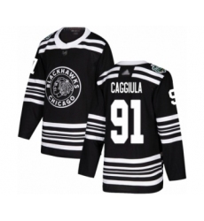 Men's Chicago Blackhawks #91 Drake Caggiula Authentic Black 2019 Winter Classic Hockey Jersey