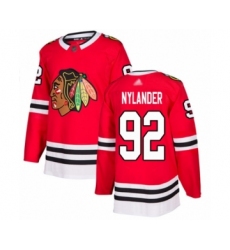 Men's Chicago Blackhawks #92 Alexander Nylander Authentic Red Home Hockey Jersey