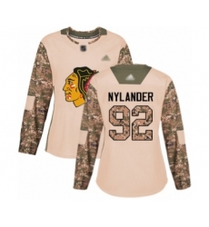 Women's Chicago Blackhawks #92 Alexander Nylander Authentic Camo Veterans Day Practice Hockey Jersey