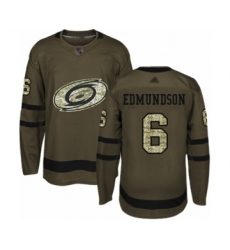 Men's Carolina Hurricanes #6 Joel Edmundson Authentic Green Salute to Service Hockey Jersey