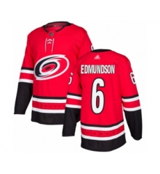 Men's Carolina Hurricanes #6 Joel Edmundson Authentic Red Home Hockey Jersey