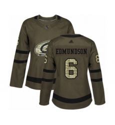 Women's Carolina Hurricanes #6 Joel Edmundson Authentic Green Salute to Service Hockey Jersey