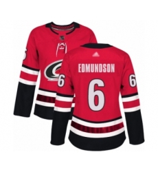 Women's Carolina Hurricanes #6 Joel Edmundson Authentic Red Home Hockey Jersey