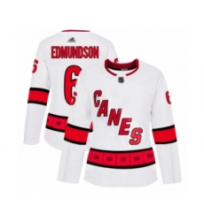 Women's Carolina Hurricanes #6 Joel Edmundson Authentic White Away Hockey Jersey