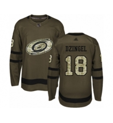 Men's Carolina Hurricanes #18 Ryan Dzingel Authentic Green Salute to Service Hockey Jersey