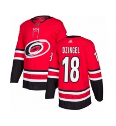 Men's Carolina Hurricanes #18 Ryan Dzingel Authentic Red Home Hockey Jersey