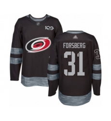 Men's Carolina Hurricanes #31 Anton Forsberg Authentic Black 1917-2017 100th Anniversary Hockey Jersey