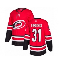 Men's Carolina Hurricanes #31 Anton Forsberg Authentic Red Home Hockey Jersey