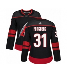 Women's Carolina Hurricanes #31 Anton Forsberg Authentic Black Alternate Hockey Jersey