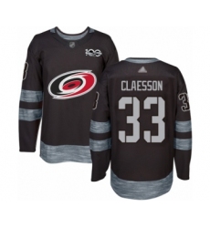 Men's Carolina Hurricanes #33 Fredrik Claesson Authentic Black 1917-2017 100th Anniversary Hockey Jersey