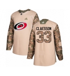 Men's Carolina Hurricanes #33 Fredrik Claesson Authentic Camo Veterans Day Practice Hockey Jersey