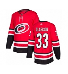 Men's Carolina Hurricanes #33 Fredrik Claesson Authentic Red Home Hockey Jersey