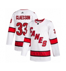 Men's Carolina Hurricanes #33 Fredrik Claesson Authentic White Away Hockey Jersey